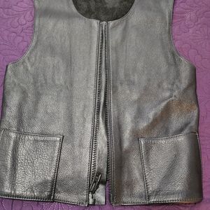 Motorcycle black leather vest